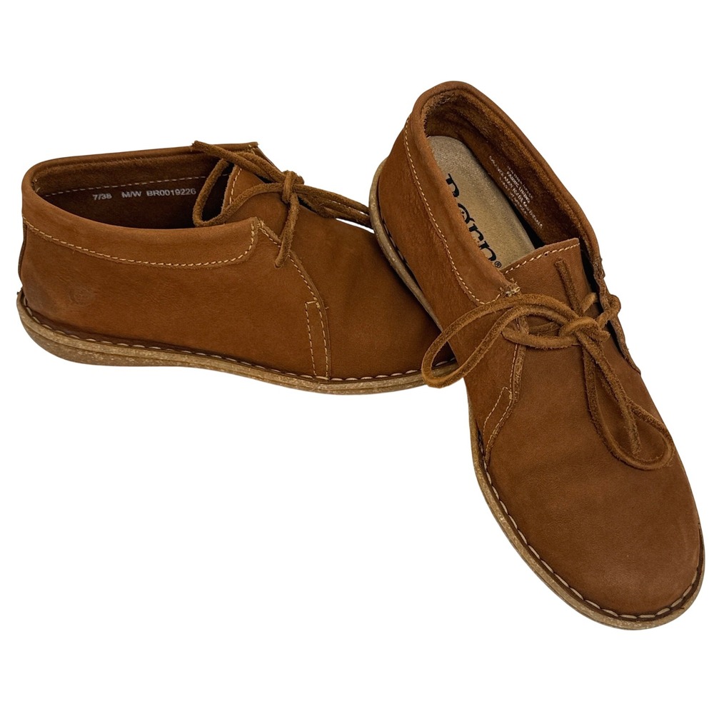 Born Chukka Boots Women 7 Brown Leather Lace Up Ankle Booties Casual Comfort